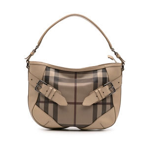 Pre-Loved Burberry Smoke Check Coated Canvas and Leather Satchel